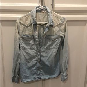 Faded jean long sleeve button up